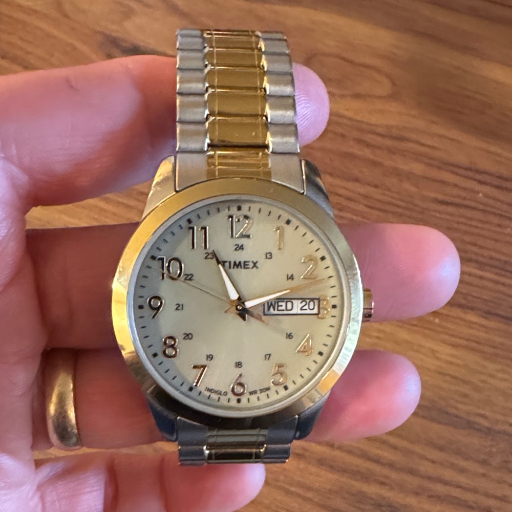 Timex Gold and Silver Watch with Day-Date Feature